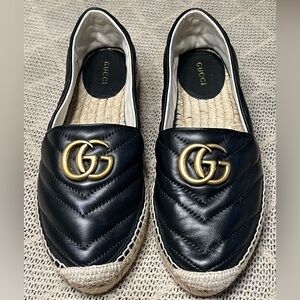 Gucci Women's Black and Gold Espadrilles